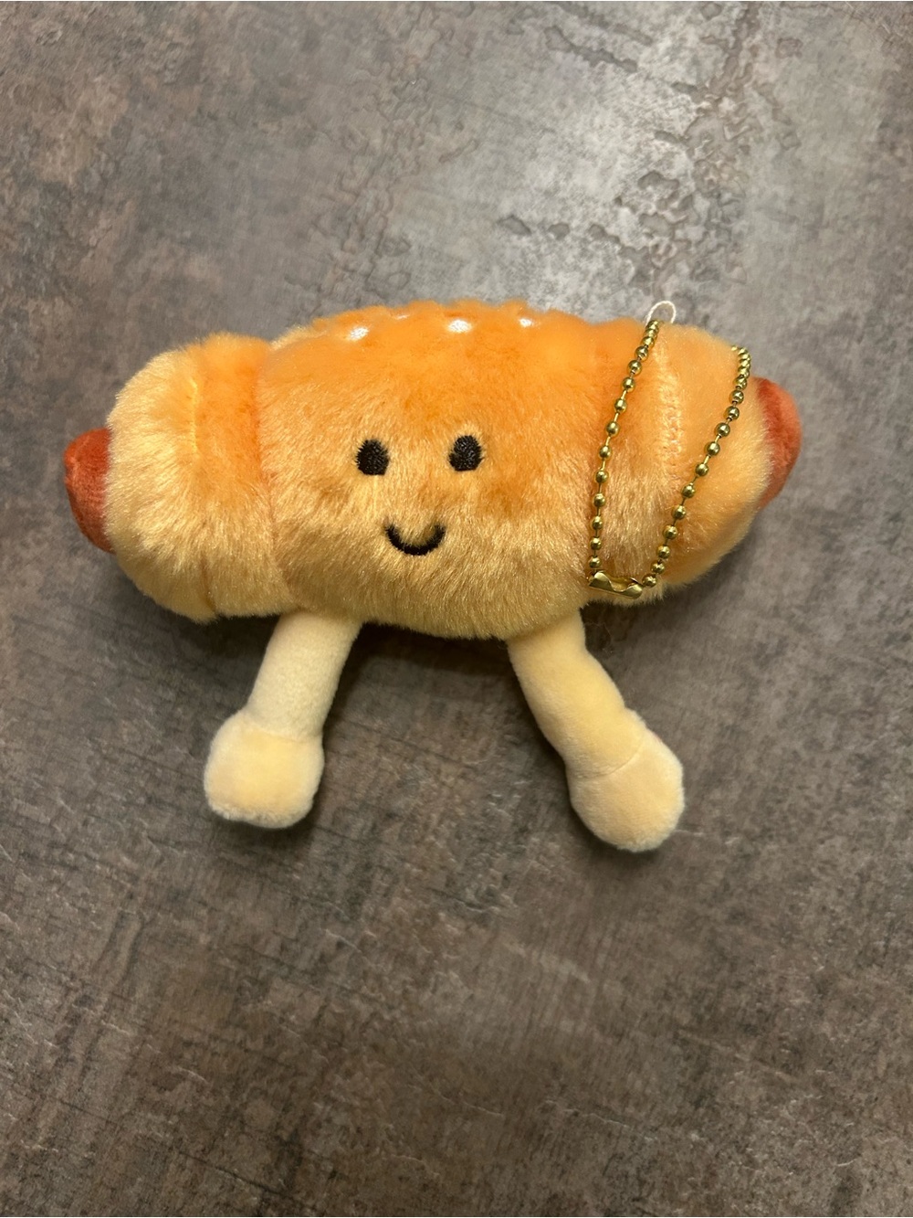 Plush Orange Croissant Keychain for Kids